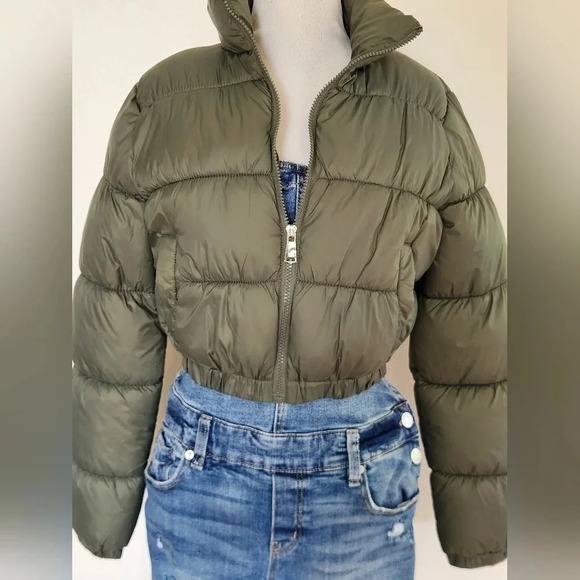 NWT || COALITION LA || army green puffer jacket - Picture 2 of 6